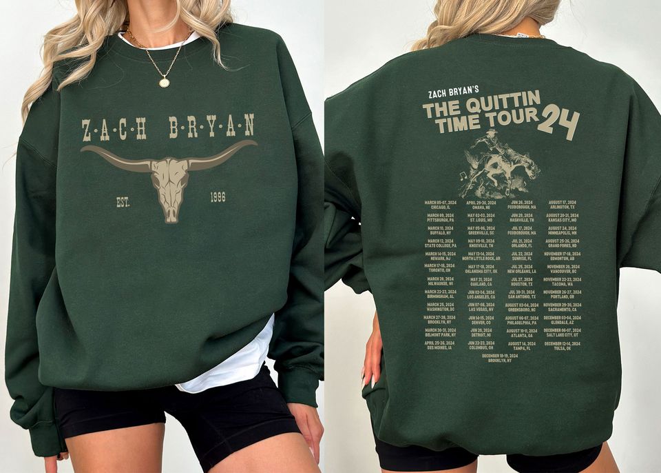 Vintage Zach Bryan The Quittin Time Tour 2024 Shirt, Zach Bryan Merch Sweatshirt