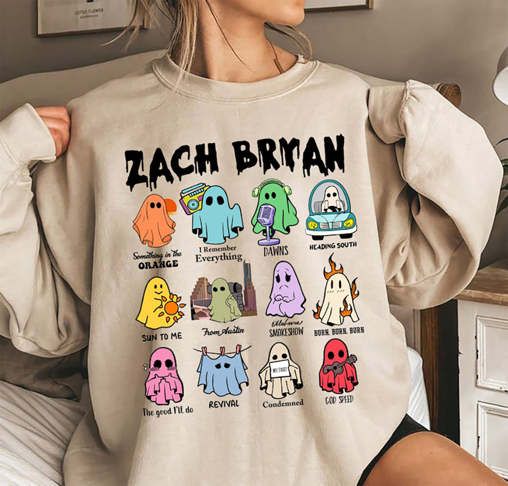 Zach Bryan Ghost Halloween Sweatshirt, Zach Bryan Fan Gifts To Sweatshirt, Music Sweatshirt