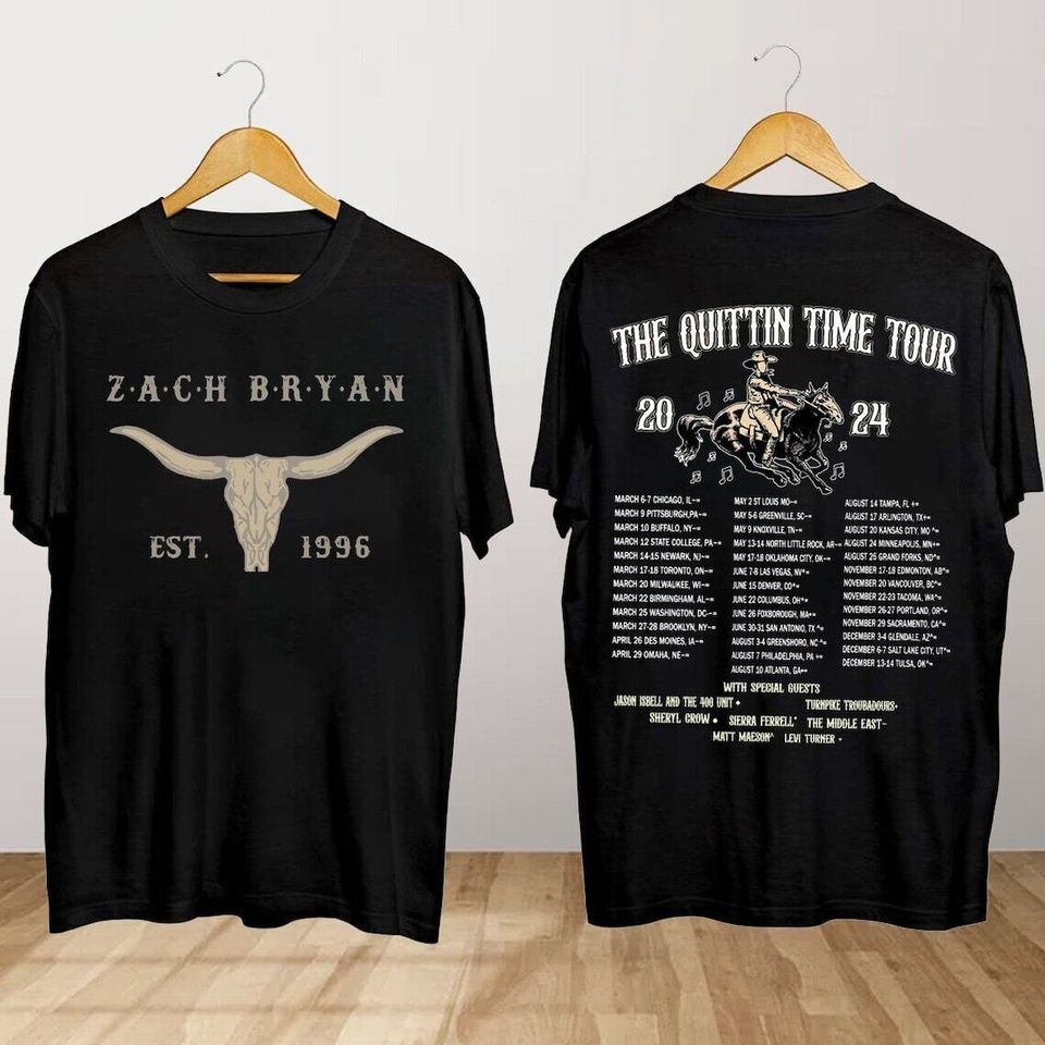 Zach Bryan The Quittin Time 2024 Double Sided Shirt