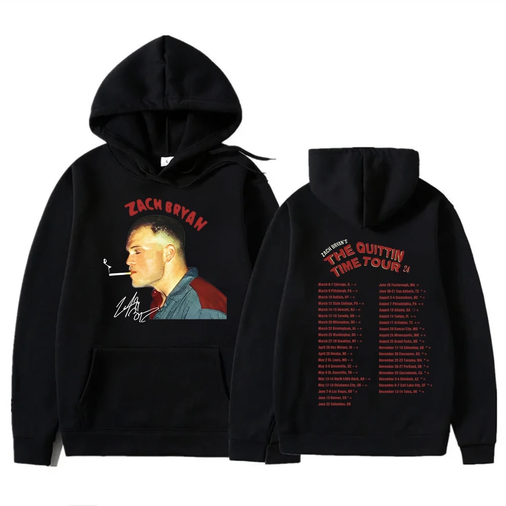 Zach Bryan The Quittin Time Tour 2024 Hoodie Fashion Country Music Streetwear Hiphop Tops Unisex