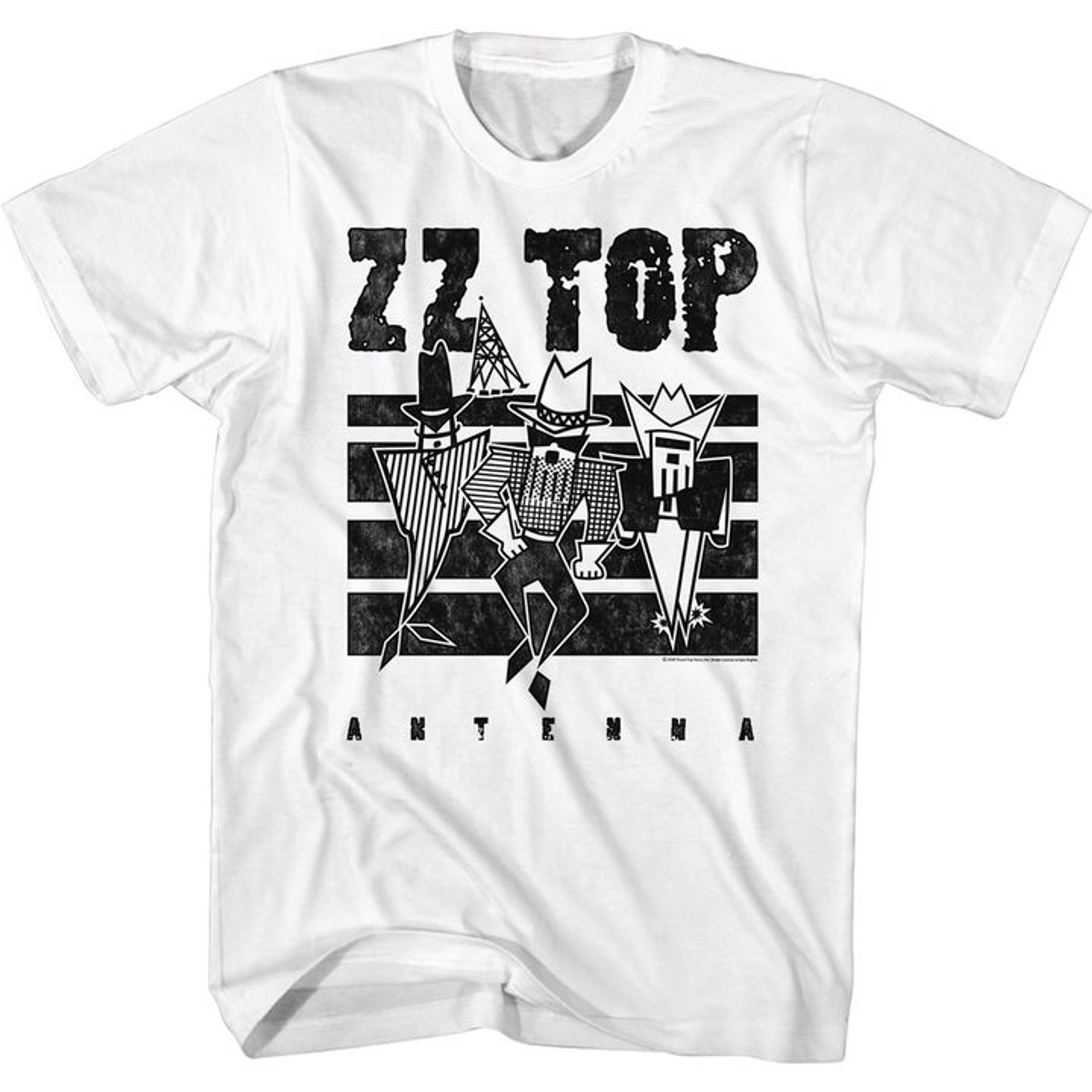 zz top antenna 2 white adult t shirt 1378 etdjg